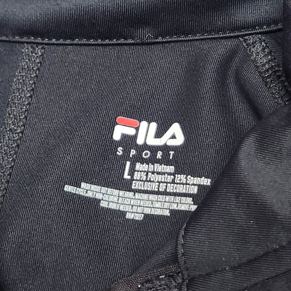 FILA Sport Black Full Zip‎ Track Jacket Mock Neck Running Workout Womens L - Picture 3 of 7